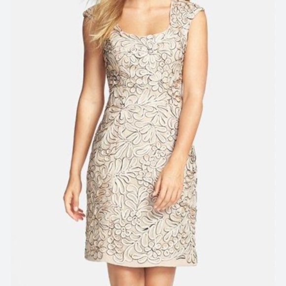 Sue Wong Dresses & Skirts - New Sue Wong Cap Sleeve Embroidered Appliqué Sheath Dress size 6